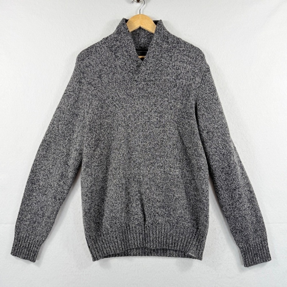 Eddie Bauer Shawl Collar Sweater Mens Medium Gray Knit Gorpcore Cabin Rugged